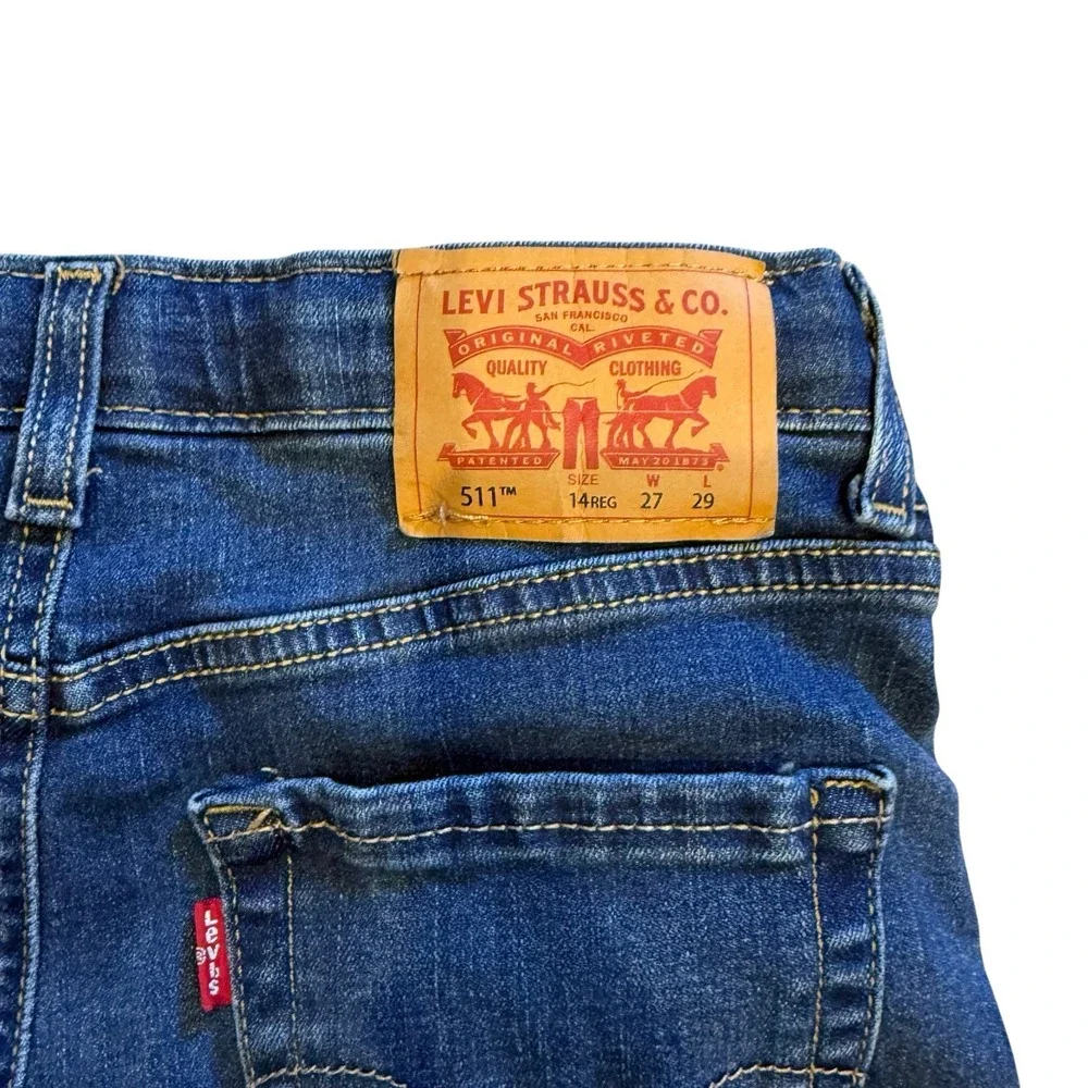 Levi 511 Dark Blue Jeans Youth Boys Size 14 Regular 27x29